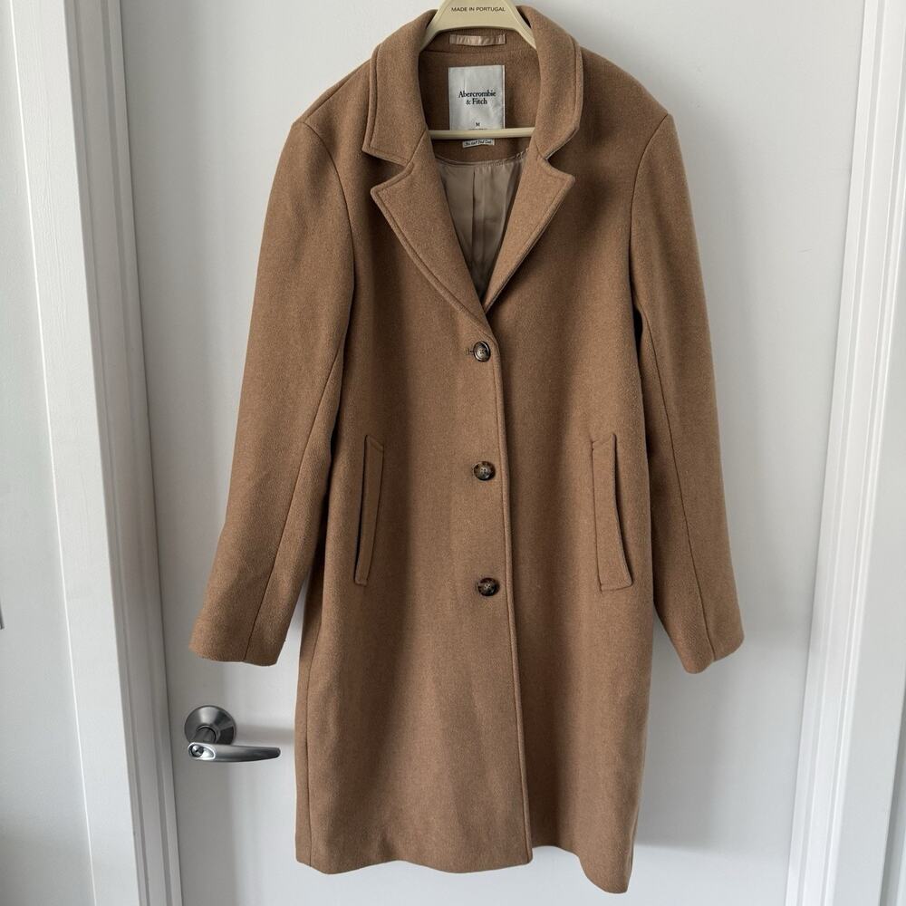 Abercrombie & Fitch A& F Women’s Camel Color Wool Blend Dad Coat Sz M $220